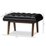 Load image into Gallery viewer, Baxton Studio Annetha Mid-Century Modern Black Faux Leather Upholstered Walnut Finished Wood Ottoman
