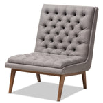 Load image into Gallery viewer, Baxton Studio Annetha Mid-Century Modern Grey Fabric Upholstered Walnut Finished Wood Lounge Chair
