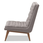 Load image into Gallery viewer, Baxton Studio Annetha Mid-Century Modern Grey Fabric Upholstered Walnut Finished Wood Lounge Chair
