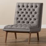 Load image into Gallery viewer, Baxton Studio Annetha Mid-Century Modern Grey Fabric Upholstered Walnut Finished Wood Lounge Chair
