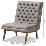 Load image into Gallery viewer, Baxton Studio Annetha Mid-Century Modern Grey Fabric Upholstered Walnut Finished Wood Lounge Chair
