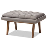 Load image into Gallery viewer, Baxton Studio Annetha Mid-Century Modern Grey Fabric Upholstered Walnut Finished Wood Ottoman
