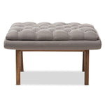 Load image into Gallery viewer, Baxton Studio Annetha Mid-Century Modern Grey Fabric Upholstered Walnut Finished Wood Ottoman
