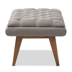 Load image into Gallery viewer, Baxton Studio Annetha Mid-Century Modern Grey Fabric Upholstered Walnut Finished Wood Ottoman
