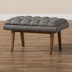 Load image into Gallery viewer, Baxton Studio Annetha Mid-Century Modern Grey Fabric Upholstered Walnut Finished Wood Ottoman
