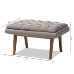 Load image into Gallery viewer, Baxton Studio Annetha Mid-Century Modern Grey Fabric Upholstered Walnut Finished Wood Ottoman
