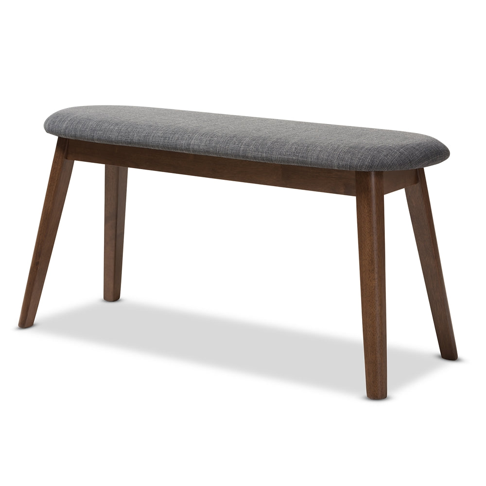 Baxton Studio Easton Mid-Century Modern Fabric Upholstered Walnut Finished Wood Bench