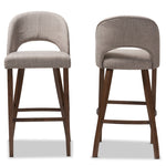 Load image into Gallery viewer, Baxton Studio Melrose Mid-Century Modern Light Grey Fabric Upholstered Walnut Finished Wood Bar Stool (Set Of 2)
