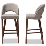 Load image into Gallery viewer, Baxton Studio Melrose Mid-Century Modern Light Grey Fabric Upholstered Walnut Finished Wood Bar Stool (Set Of 2)
