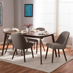 Load image into Gallery viewer, Baxton Studio Cody Mid-Century Modern Light Grey Fabric Upholstered Walnut Finished Wood 5-Piece Dining Set
