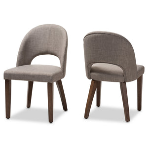 Baxton Studio Wesley Mid-Century Modern Light Grey Fabric Upholstered Walnut Finished Wood Dining Chair (Set Of 2)