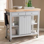 Load image into Gallery viewer, Baxton Studio Hayward Coastal And Farmhouse Light Grey Wood Kitchen Cart
