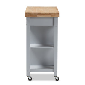 Baxton Studio Hayward Coastal And Farmhouse Light Grey Wood Kitchen Cart