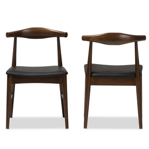 Baxton Studio Winton Mid-Century Modern Walnut Wood Dining Chair Set Of 2