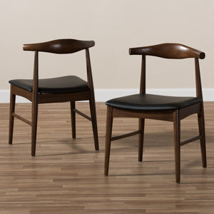 Baxton Studio Winton Mid-Century Modern Walnut Wood Dining Chair Set Of 2