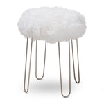 Load image into Gallery viewer, Baxton Studio Alura Modern Glam White Genuine Sheep Skin Ottoman
