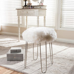 Load image into Gallery viewer, Baxton Studio Alura Modern Glam White Genuine Sheep Skin Ottoman
