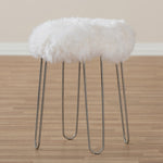 Load image into Gallery viewer, Baxton Studio Alura Modern Glam White Genuine Sheep Skin Ottoman
