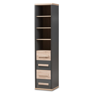 Baxton Studio Pandora Modern And Contemporary Dark Grey And Light Brown Two-Tone 4-Drawer Storage Cabinet