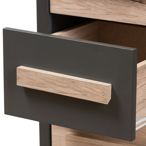 BAXTON STUDIO PANDORA MODERN AND CONTEMPORARY DARK GREY AND LIGHT BROWN TWO-TONE 4-DRAWER STORAGE CABINET