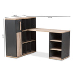 Load image into Gallery viewer, Baxton Studio Pandora Modern And Contemporary Dark Grey And Light Brown Two-Tone Study Desk With Built-In Shelving Unit
