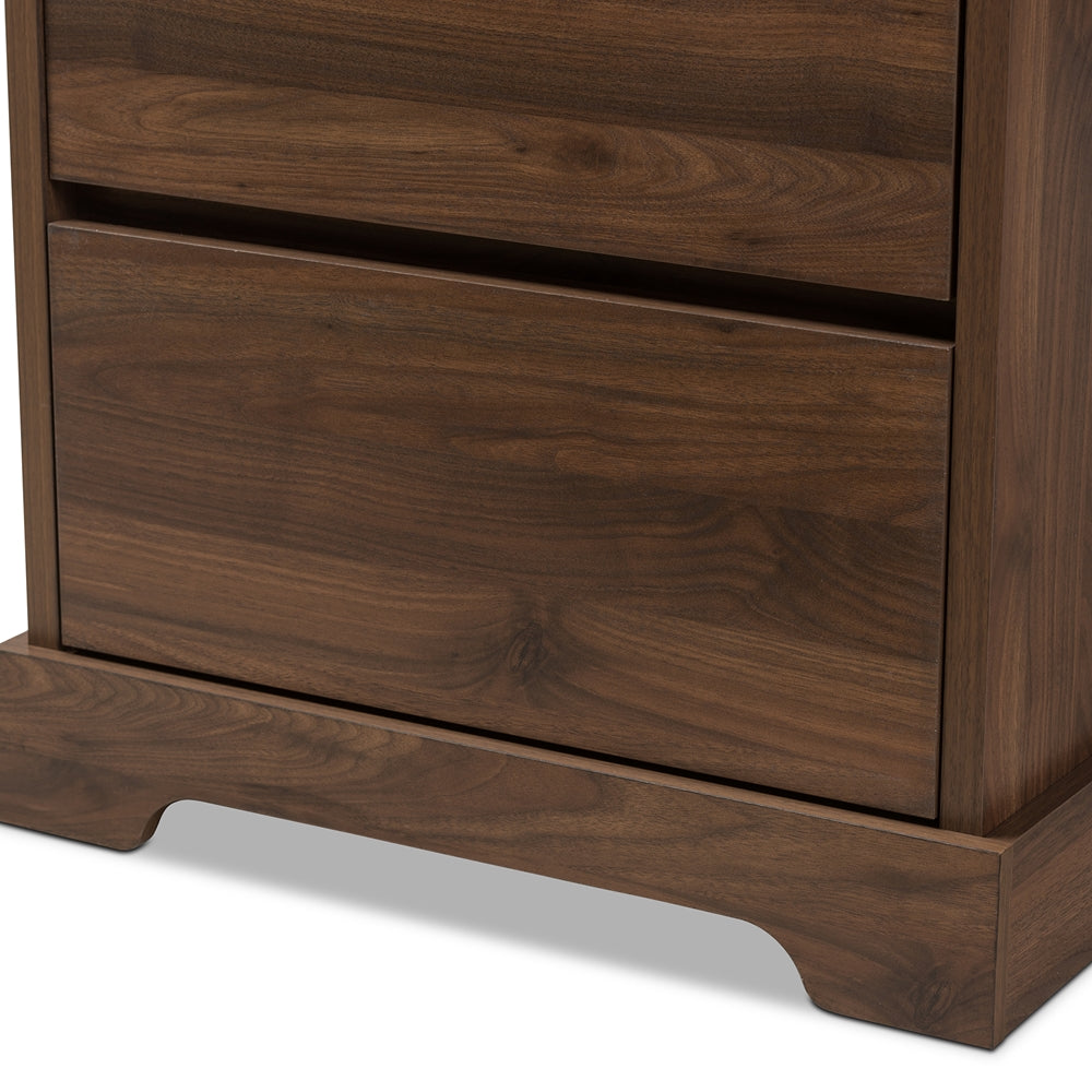 Baxton Studio Burnwood Modern And Contemporary Walnut Brown Finished Wood 2-Drawer Bookcase