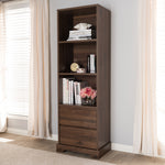 Load image into Gallery viewer, Baxton Studio Burnwood Modern And Contemporary Walnut Brown Finished Wood 2-Drawer Bookcase
