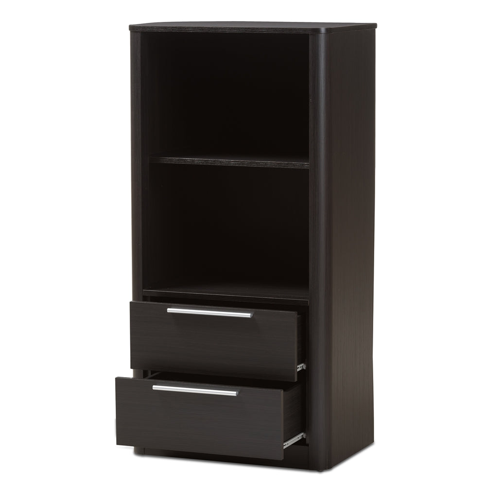 Baxton Studio Carlingford Modern and Contemporary Finished Wood 2-Drawer Bookcase