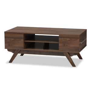 Baxton Studio Ashfield Mid-Century Modern Finished Wood 2-Drawer Coffee Table