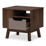 Load image into Gallery viewer, Baxton Studio Britta Mid-Century Modern Walnut Brown And Grey Two-Tone Finished Wood Nightstand
