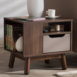 Load image into Gallery viewer, Baxton Studio Britta Mid-Century Modern Walnut Brown And Grey Two-Tone Finished Wood Nightstand
