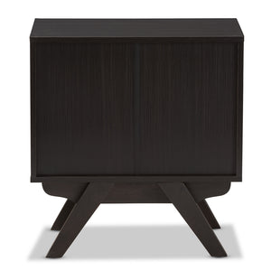 Baxton Studio Auburn Mid-Century Modern Espresso Brown Finished Wood 2-Drawer Nightstand