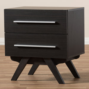 Baxton Studio Auburn Mid-Century Modern Espresso Brown Finished Wood 2-Drawer Nightstand