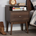 Load image into Gallery viewer, Baxton Studio Disa Mid-Century Modern Walnut Brown Finished Nightstand
