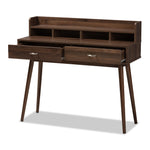 Load image into Gallery viewer, Baxton Studio Disa Mid-Century Modern Walnut Brown Finished 2-Drawer Desk
