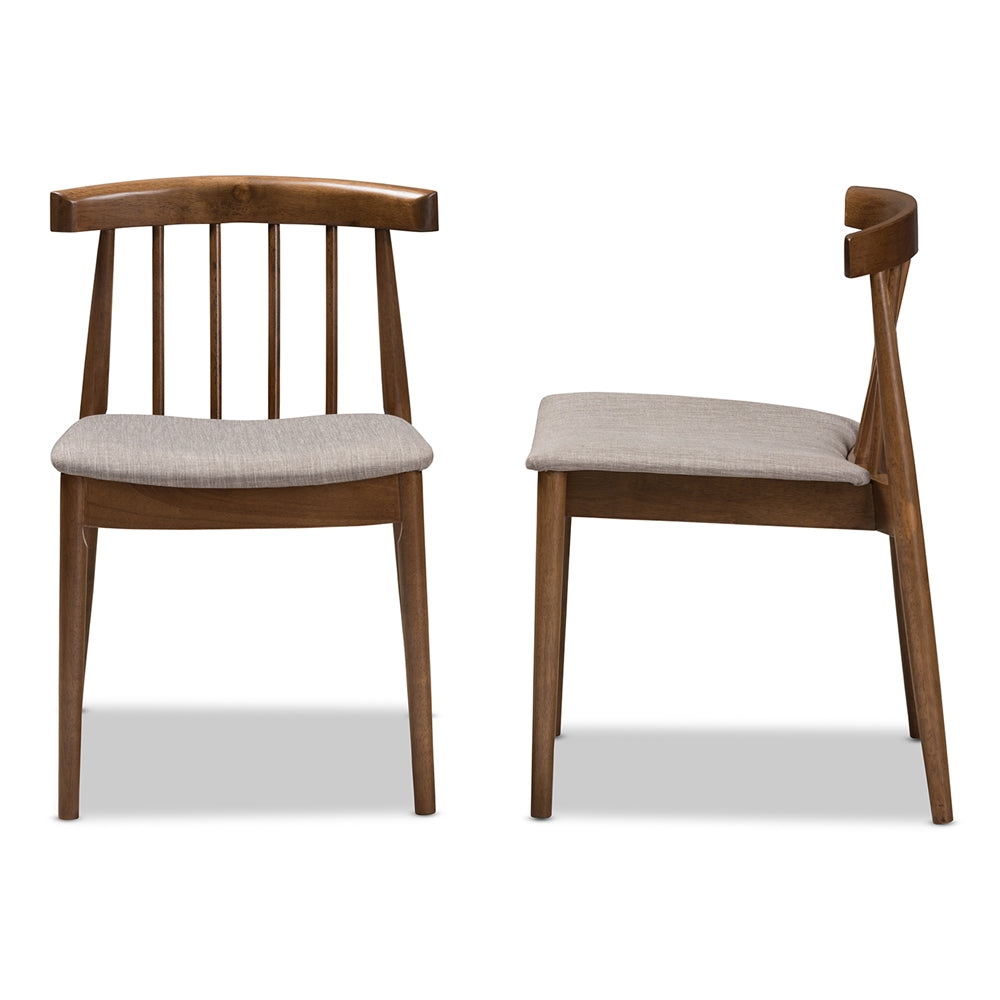 Baxton Studio Wyatt Mid-Century Modern Walnut Wood Dining Chair Set Of 2