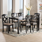 Load image into Gallery viewer, Baxton Studio Ruth Sand Fabric Upholstered And Dark Brown Finished Wood 7-Piece Dining Set
