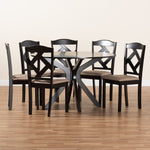 Load image into Gallery viewer, Baxton Studio Carlin Sand Fabric Upholstered And Dark Brown Finished Wood 7-Piece Dining Set
