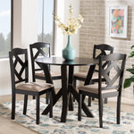 Load image into Gallery viewer, Baxton Studio Riona Sand Fabric Upholstered And Dark Brown Finished Wood 5-Piece Dining Set
