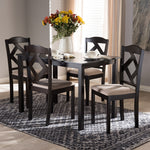 Load image into Gallery viewer, Baxton Studio Ruth Modern And Contemporary Beige Fabric Upholstered And Dark Brown Finished 5-Piece Dining Set
