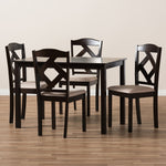 Load image into Gallery viewer, Baxton Studio Ruth Modern And Contemporary Beige Fabric Upholstered And Dark Brown Finished 5-Piece Dining Set
