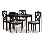 Load image into Gallery viewer, Baxton Studio Ruth Modern And Contemporary Beige Fabric Upholstered And Dark Brown Finished 5-Piece Dining Set
