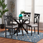 Load image into Gallery viewer, Baxton Studio Luise Modern And Contemporary Grey Fabric Upholstered And Dark Brown Finished Wood 5-Piece Dining Set
