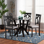 Load image into Gallery viewer, Baxton Studio Branca Modern And Contemporary Grey Fabric Upholstered And Dark Brown Finished Wood 5-Piece Dining Set
