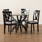 Load image into Gallery viewer, Baxton Studio Rasa Modern And Contemporary Grey Fabric Upholstered And Dark Brown Finished Wood 5-Piece Dining Set
