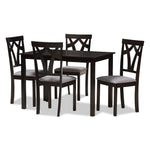 Load image into Gallery viewer, Baxton Studio Sylvia Modern and Contemporary Finished and Fabric Upholstered 5-Piece Dining Set
