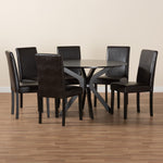 Load image into Gallery viewer, Baxton Studio Asli Modern Espresso Brown Faux Leather And Wood 7-Piece Dining Set
