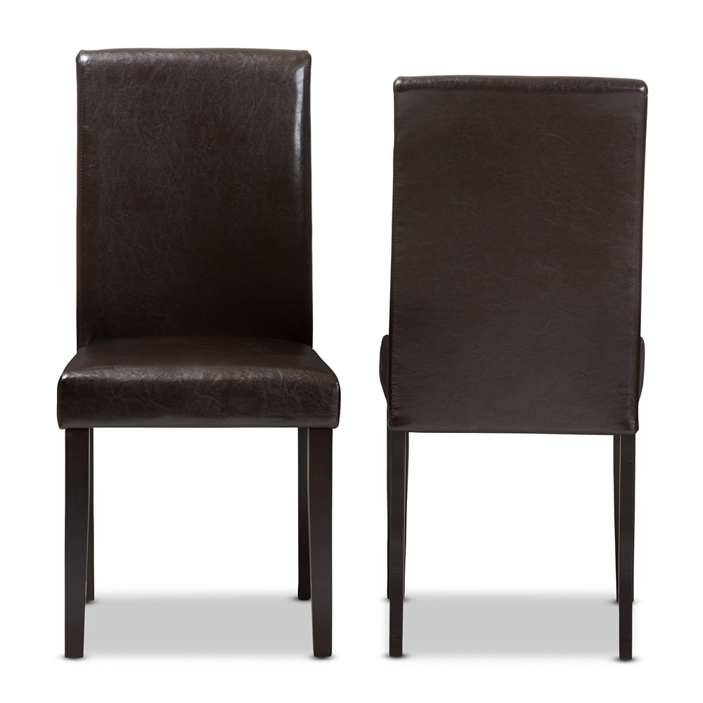 Baxton Studio Mia Modern And Contemporary Dark Brown Faux Leather Upholstered Dining Chair Set Of 2