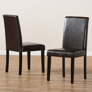 Baxton Studio Mia Modern And Contemporary Dark Brown Faux Leather Upholstered Dining Chair Set Of 2