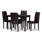 Load image into Gallery viewer, Baxton Studio Mia Modern And Contemporary Dark Brown Faux Leather Upholstered 5-Piece Dining Set
